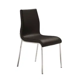 Luxusní jídelní židle Estila Moderní kožená jídelní židle Urbano z eko-kůže černá 87cm