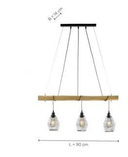 Designová závěsná svítidla LEUCHTEN DIREKT is JUST LIGHT Závěsné svítidlo, dřevo, přírodní, 3-ramenné, E27, nastavitelná výška