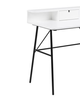 Psací stoly Dkton Designový psací stůl Nava 100 cm bílý