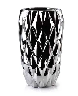 Dekorativní vázy Mondex Keramická váza BASILE 24,5 cm stříbrná
