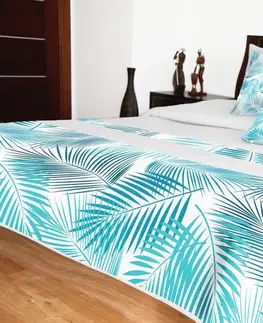 Přehozy na postel 3D s barevným potiskem Přehozy přes postel bílé s modrým potiskem