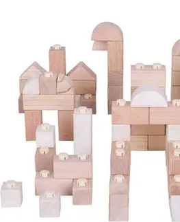 Dřevěné hračky Bigjigs Toys Dřevěné kostky CONNECT natur set 100 kusů
