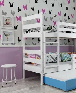 Postele BMS Dětská patrová postel s přistýlkou Eryk 3 | bílá Barva: bílá / růžová, Rozměr: 190 x 80 cm