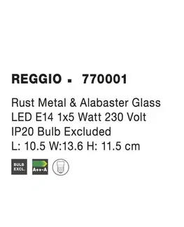 Klasická bodová svítidla NOVA LUCE bodové svítidlo REGGIO rezavý kov a alabastrové sklo E14 1x5W IP20 bez žárovky 770001