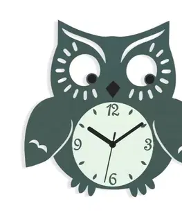 Hodiny ModernClock Nástěnné hodiny Owl šedé