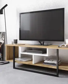 TV stolky Kalune Design TV stolek ASAL 120 cm dub/bílý/černý