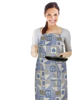 Zástěry Bellatex Kuchyňská zástěra EMA Patchwork modrá, 67 x 84 cm