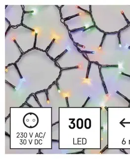 Vánoční řetězy a lamety EMOS LED vánoční řetěz Hedge s časovačem 6 m barevný