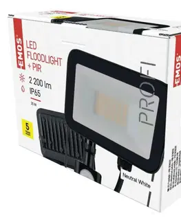 LED reflektory EMOS LED reflektor INOVO s pohybovým čidlem, 20 W, šedý, neutrální bílá ZS2722