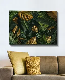 Obrazy Wallity Obraz GREEN AND GOLD LEAVES 70 x 100 cm