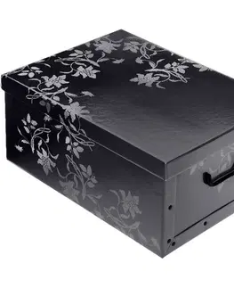 Úložné boxy Úložný box s víkem Ornament 51 x 37 x 24 cm, černá