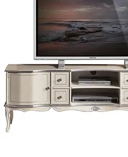 Luxusní a designové televizní stolky Estila Luxusní rustikální TV stolek Clasica se dvěma poličkami, čtyřmi malými šuplíky a dvěma dvířky 169 cm