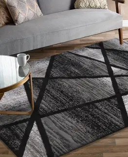 Moderní koberce Moderní šedo černý koberec s abstraktním vzorem