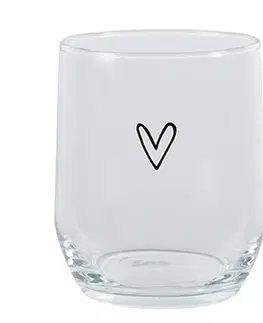 Sklenice Transparentní sklenička na vodu se srdíčkem - Ø 8*9 cm / 300 ml Clayre & Eef 6GL4399