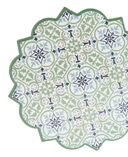 Prkénka a krájecí desky Zelená keramicko-korková podložka pod nádobí Ornament - 20*20 cm Clayre & Eef 6CE0981