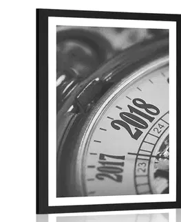 Černobílé Plakát s paspartou vintage kapesní hodinky v černobílém provedení