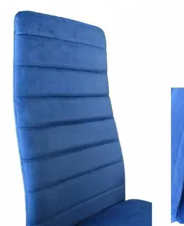 Židle Sada 4 elegantních sametových židlí v modré barvě