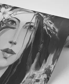 Černobílé tapety Tapeta černobílá originální malba ženy