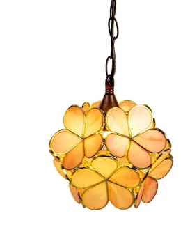 Svítidla Závěsné žluté světlo Tiffany Bloom - Ø 31*90 cm E14/max 1*40W Clayre & Eef 5LL-6093