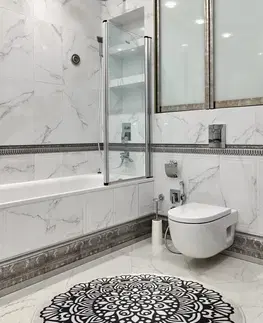 Koupelnové předložky L'essentiel Koupelnový kobereček Kozzy 100 cm bílo-černý