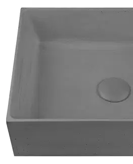 Umyvadla SAPHO FORMIGO betonové umyvadlo na desku, včetně výpusti, 47,5x36,5cm, šedá FG019