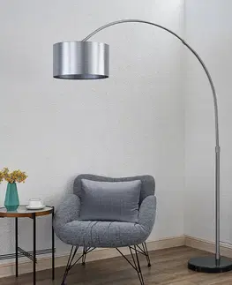 Obloukové lampy Lindby Lindby Dexin oblouková stojací lampa, stříbrná