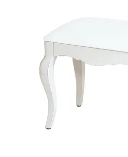 Stylové a luxusní taburety Estila Provence bílá taburetka Antibes se zaoblenými masivními nožičkami s vyřezáváním 50cm