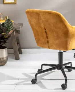Kancelářská křesla LuxD Designová kancelářská židle Kiara hořčičný samet