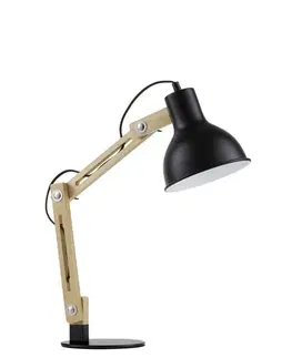 Stolní lampy do kanceláře NOVA LUCE stolní lampa GROU matný černý kov a dřevo E27 1x12W 230V IP20 vypínač na těle bez žárovky 9620130