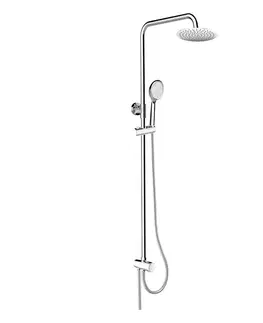 Sprchy a sprchové panely MEREO Sprchový set s tyčí, hadicí, ruční a talíř. kulatou sprchou, slim, nerez CB95001SS1