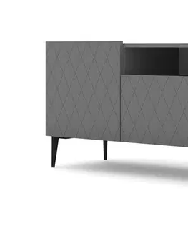 Televizní stolky TV stolek Diuna 193 cm, grafit mat + černá