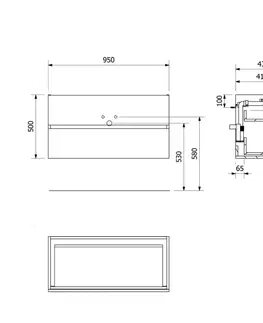 Koupelnový nábytek SAPHO ODETTA umyvadlová skříňka 95x50x43,5cm, dub stříbrný DT100-1111