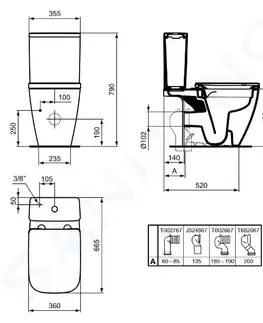 Záchody IDEAL STANDARD i.Life B WC kombi mísa, vario odpad, RimLS+, bílá T461201