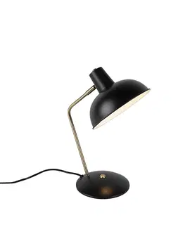 Stolni lampy Retro stolní lampa černá s bronzem - Milou