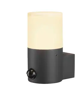 Venkovní nástěnná svítidla s pohybovým čidlem SLV BIG WHITE GRAFIT E27 round Sensor nástěnné přisazené svítidlo antracit 1006179