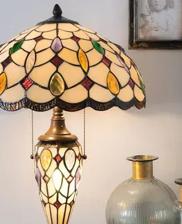 Stolní lampy Clayre&Eef Stolní lampa 5182 s barevným stínidlem Tiffany