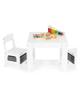 Dětské pokoje ECOTOYS Víceúčelový dětský stolek Burty se židlemi bílý