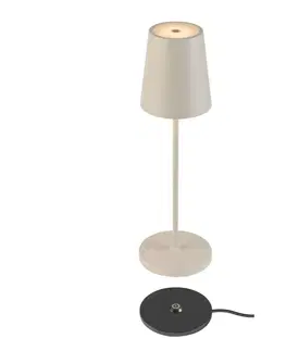 LED stolní lampy BIG WHITE (SLV) VINOLINA TWO stolní svítidlo, aku, IP65, 2200/2700/3000 K, TOUCH, béžová 1007697