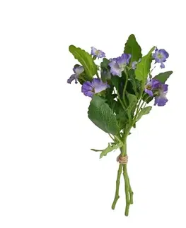 Květiny Umělý svazek Macešek světle fialová, 37 cm