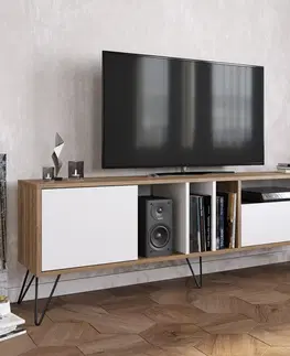Televizní stolky Televizní stolek MISTICO 180 ořech, bílý, černý