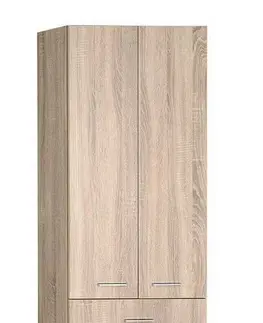 Koupelnový nábytek AQUALINE ZOJA/KERAMIA FRESH skříňka vysoká se zásuvkami 50x184x29cm, dub platin 51296