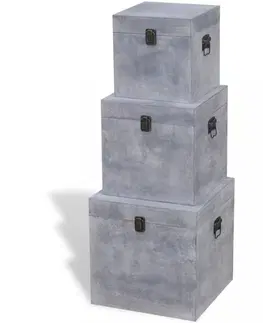Úložné boxy Úložný box 3 ks beton Dekorhome