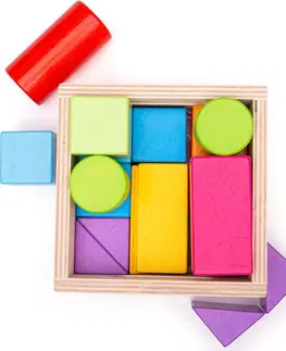 Dřevěné hračky Bigjigs Toys Dřevěné kostky PRVNÍ SET 17 ks vícebarevné