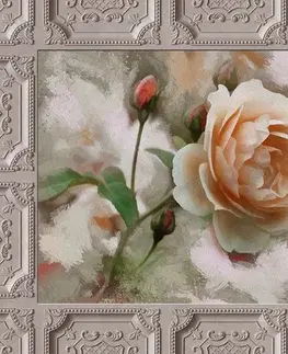 Obrazy květů Obraz růže v historickém rámu