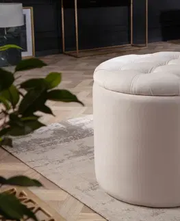 Stylové a luxusní taburety Estila Zámecká luxusní béžová taburetka Modern Barock s úložným prostorem 50cm