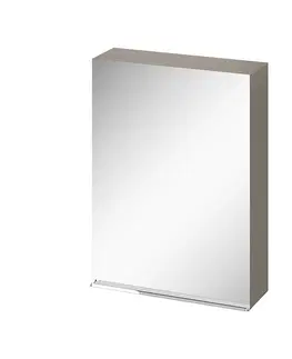 Koupelnová zrcadla CERSANIT Zrcadlová skříňka VIRGO 60 šedý dub s chromovými úchyty S522-015