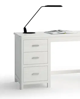 Stylové a luxusní pracovní a psací stoly Estila Moderní designový psací stůl Cerdena z masivního dřeva se skříňkou a třemi zásuvkami 140-170cm