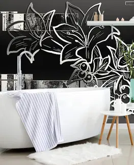Samolepící tapety Samolepící tapeta černobílá květinová ilustrace