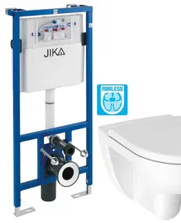 WC sedátka předstěnový instalační systém bez tlačítka + WC JIKA LYRA PLUS RIMLESS + SEDÁTKO DURAPLAST H895652 X LY1