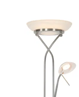 Stojaci lampy Stojací ocelová lampa včetně LED a stmívače s lampičkou na čtení - Empoli